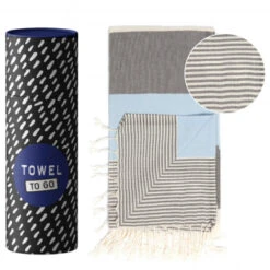 TOWEL TO GO Palermo Hammam Towel Blue/Black, With Recycled Gift Box